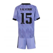 Real Madrid Federico Valverde #15 Bortedraktsett Barn 2022-23 Kortermet (+ korte bukser)